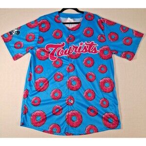 NWT 2024 MLB BASEBALL HOUSTON ASTROS ASHEVILLE TOURISTS PROMO XL JERSEY DONUT